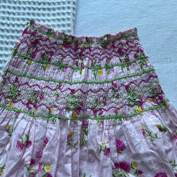 NWT Mary Marshmallow Rouched Smocking Printed Mini Skirt - Picture 3 of 5